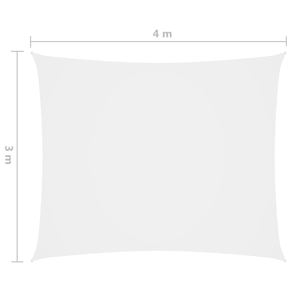 vidaXL Voile de parasol tissu oxford rectangulaire 3x4 m blanc