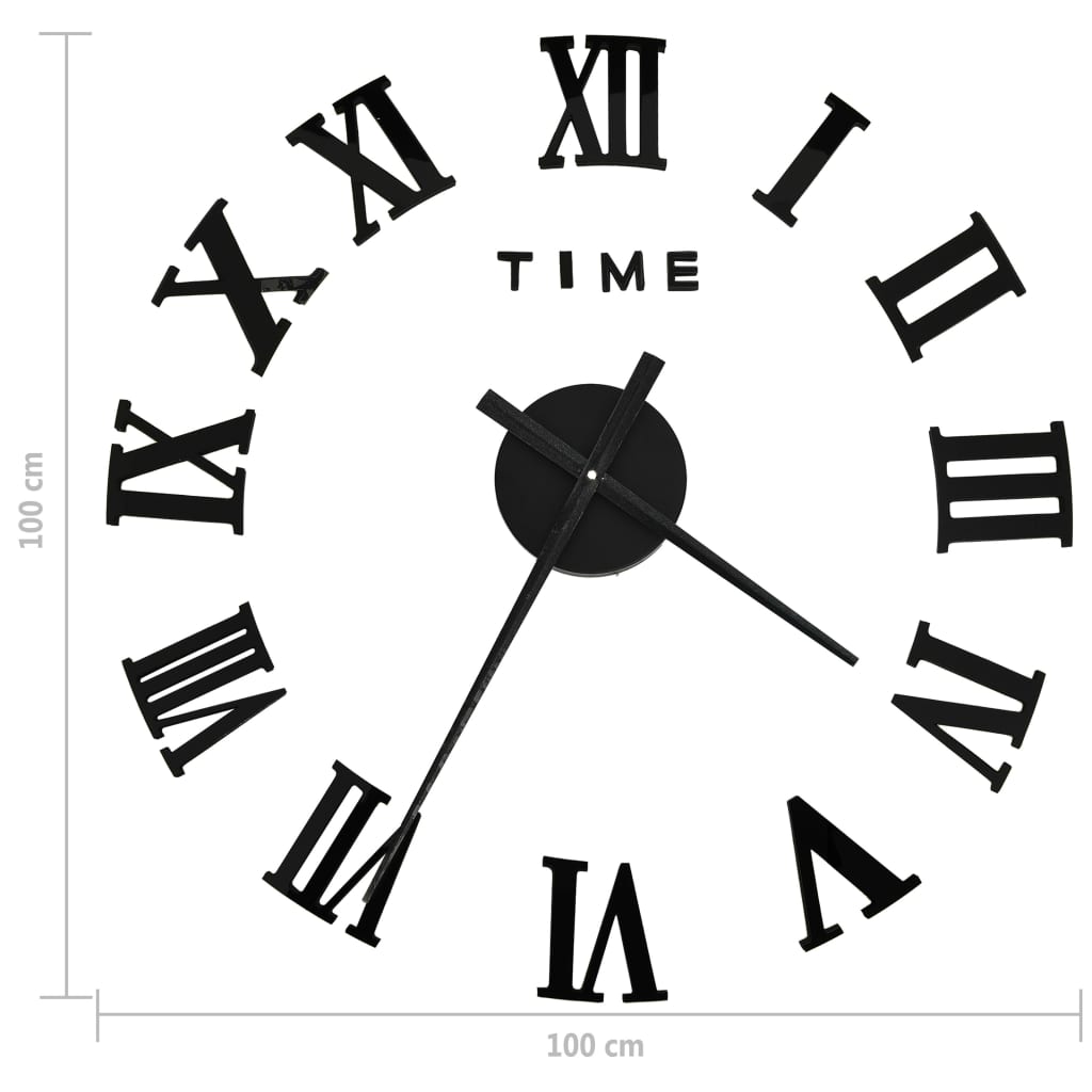 vidaXL Horloge murale 3D Design moderne Noir 100 cm XXL