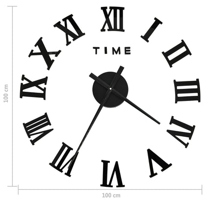 vidaXL Horloge murale 3D Design moderne Noir 100 cm XXL