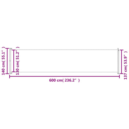vidaXL Auvent latéral rétractable de patio 140x600 cm Noir