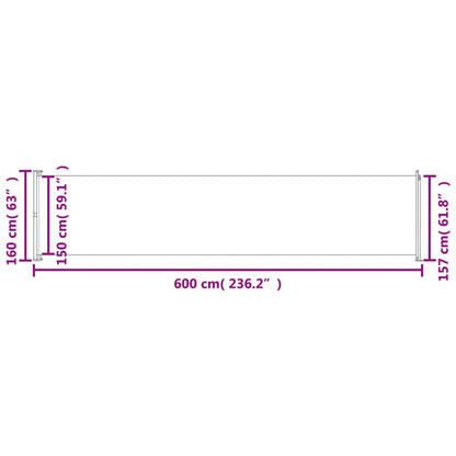 vidaXL Auvent latéral rétractable de patio 600x160 cm Marron
