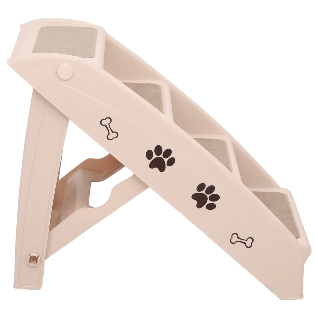 vidaXL Escaliers pliables pour chiens Crème 62x40x49,5 cm