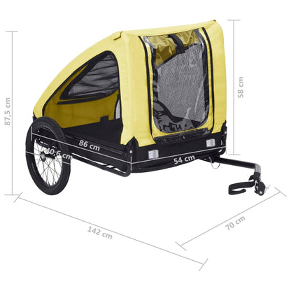 vidaXL Remorque de vélo pour animaux de compagnie jaune et noir