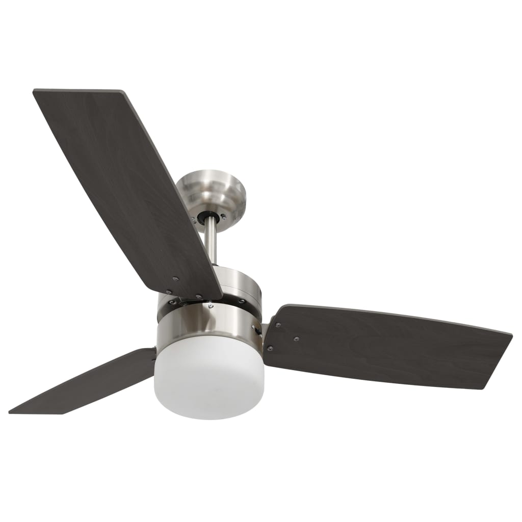 vidaXL Ventilateur de plafond lampe et télécommande 108cm Marron foncé