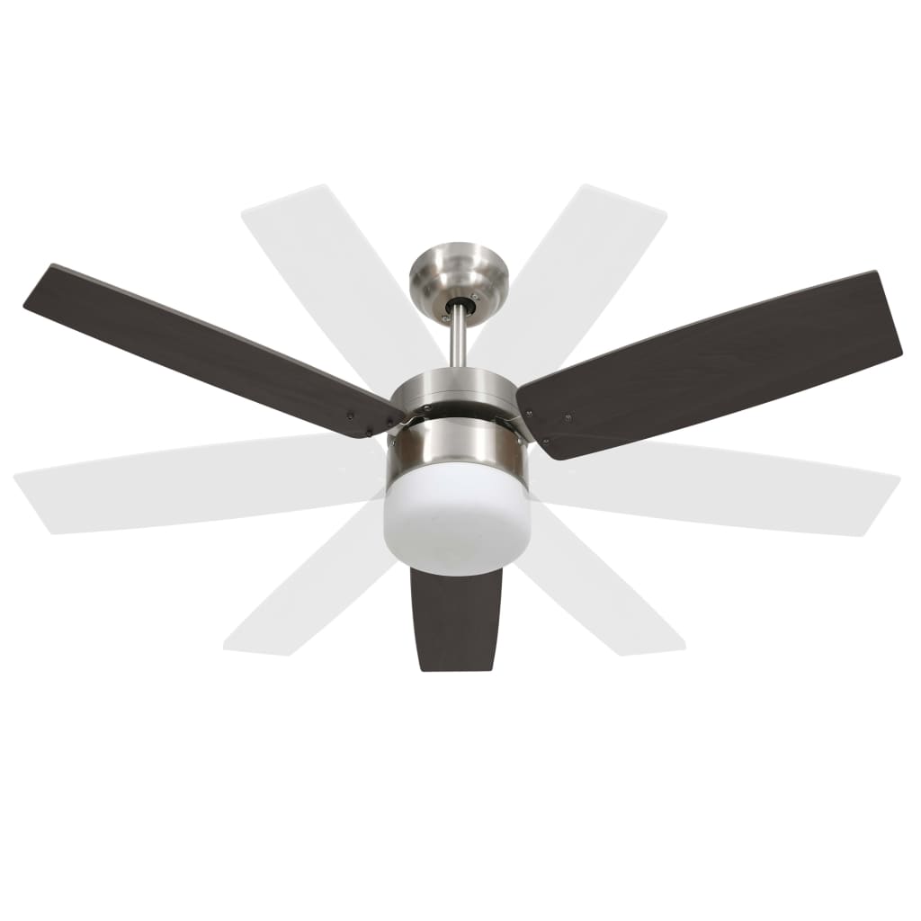 vidaXL Ventilateur de plafond lampe et télécommande 108cm Marron foncé