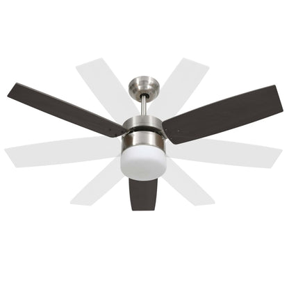 vidaXL Ventilateur de plafond lampe et télécommande 108cm Marron foncé