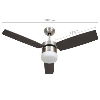 vidaXL Ventilateur de plafond lampe et télécommande 108cm Marron foncé