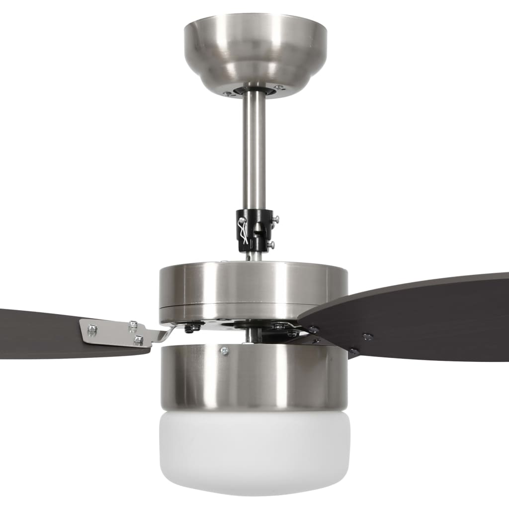 vidaXL Ventilateur de plafond lampe et télécommande 76 cm Marron foncé