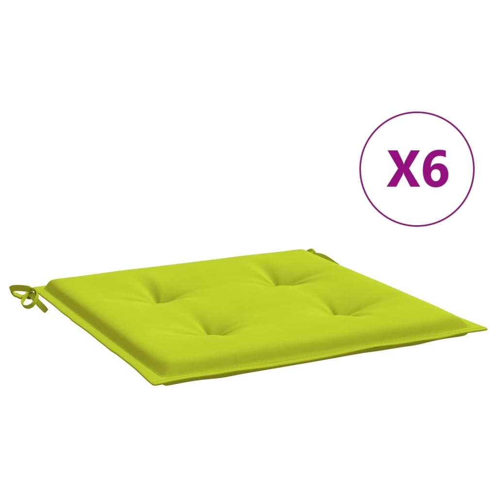 vidaXL Coussins de chaise de jardin 6 pcs vert vif 50x50x3 cm