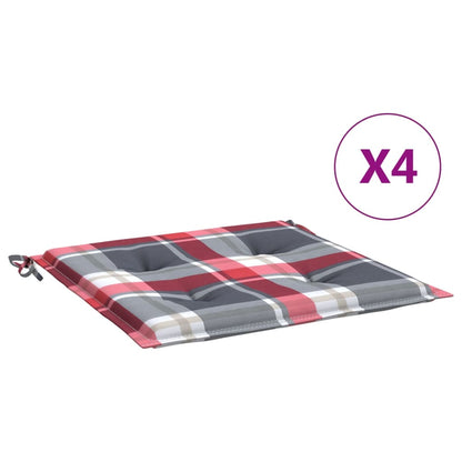 vidaXL Coussins de chaise de jardin 4 pcs carreaux rouges 50x50x3 cm
