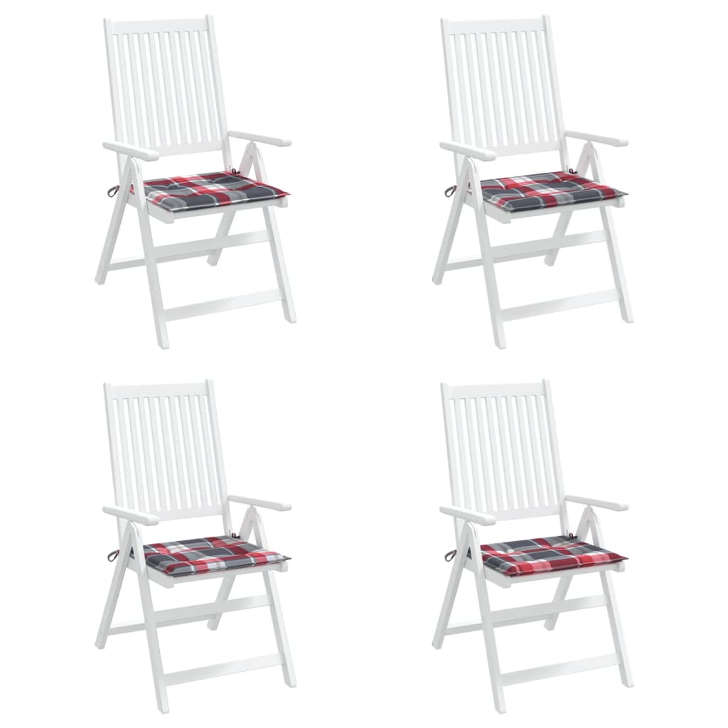 vidaXL Coussins de chaise de jardin 4 pcs carreaux rouges 50x50x3 cm