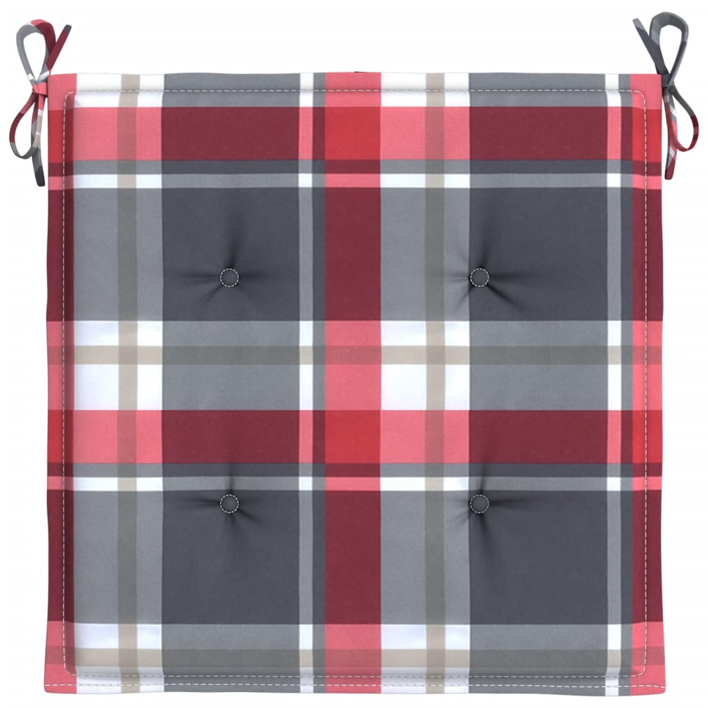vidaXL Coussins de chaise de jardin 4 pcs carreaux rouges 50x50x3 cm