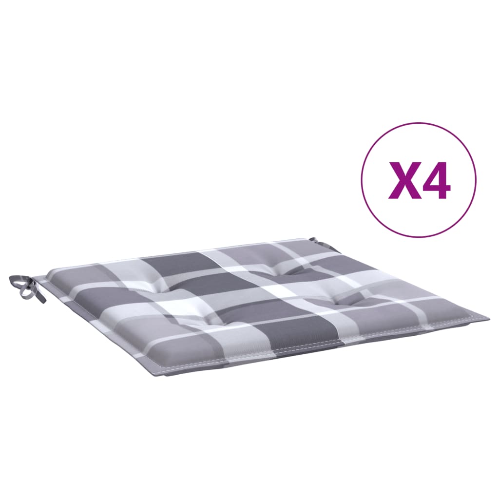 vidaXL Coussins de chaise de jardin 4 pcs carreaux gris 50x50x3 cm