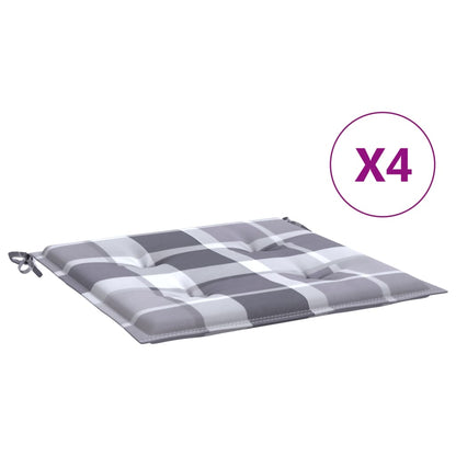 vidaXL Coussins de chaise de jardin 4 pcs carreaux gris 50x50x3 cm