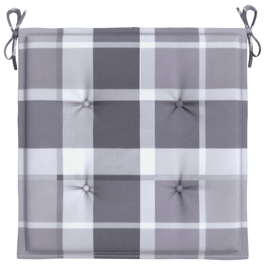 vidaXL Coussins de chaise de jardin 4 pcs carreaux gris 50x50x3 cm
