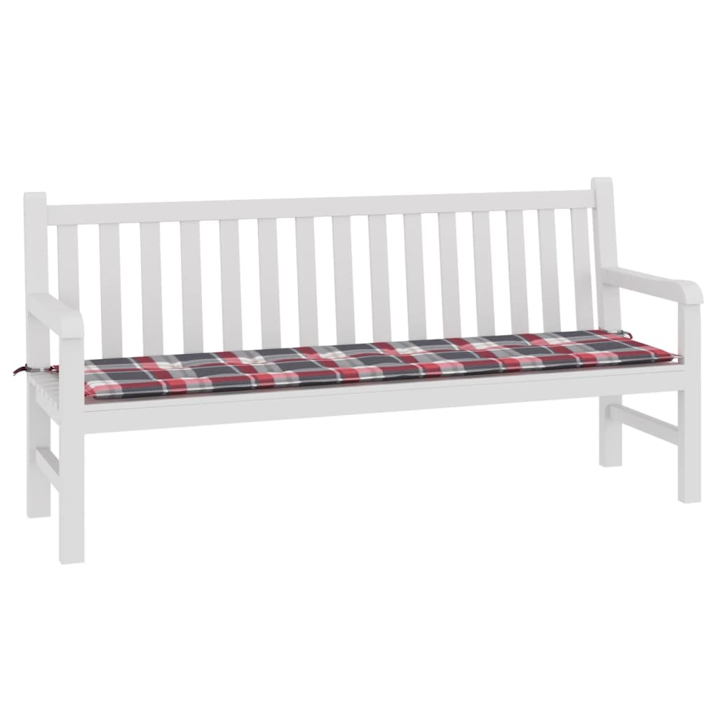 vidaXL Coussin de banc de jardin motif à carreaux rouges 180x50x3 cm