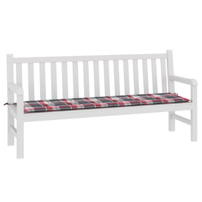 vidaXL Coussin de banc de jardin motif à carreaux rouges 180x50x3 cm