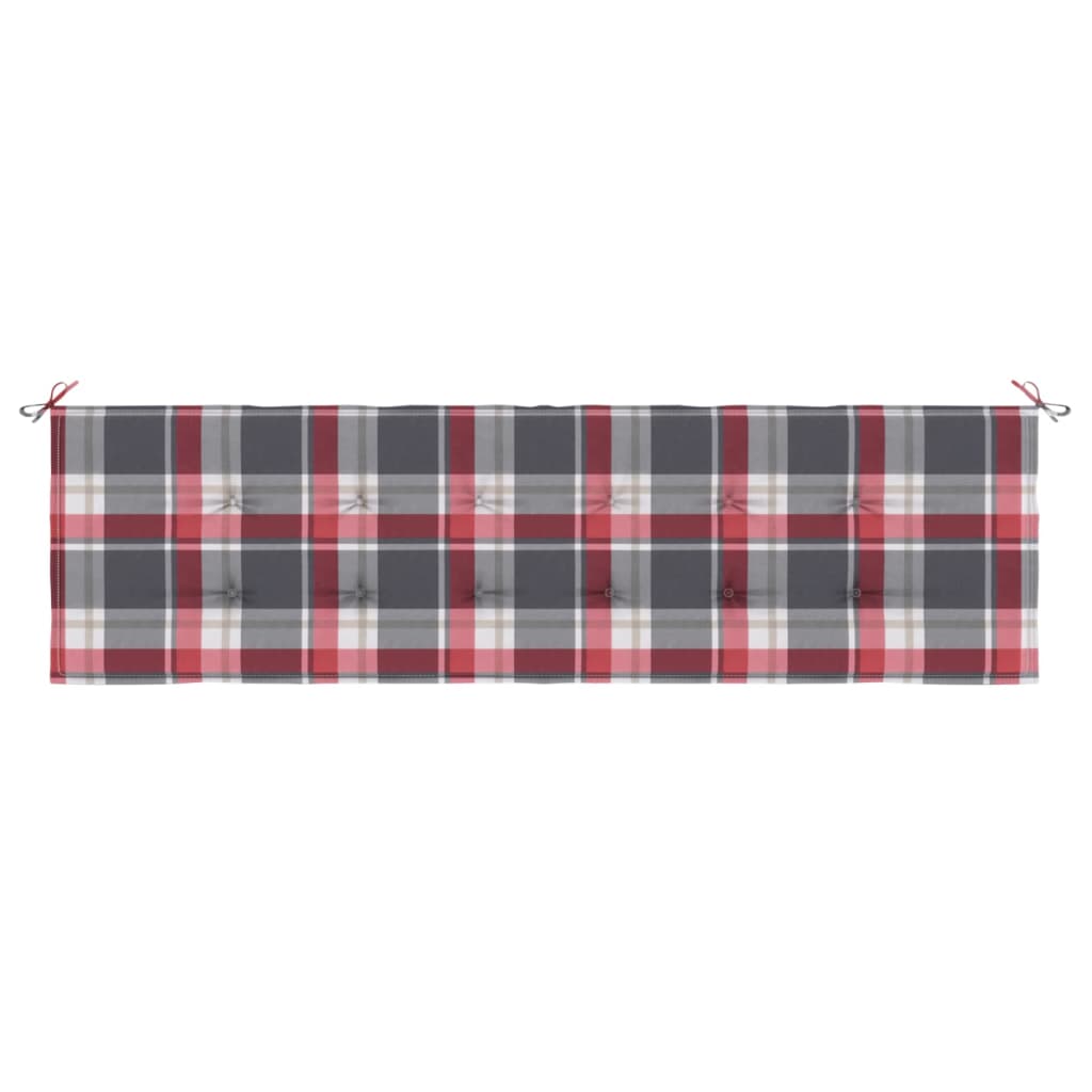 vidaXL Coussin de banc de jardin motif à carreaux rouges 180x50x3 cm