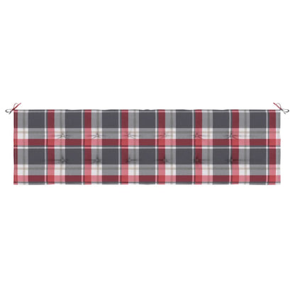 vidaXL Coussin de banc de jardin motif à carreaux rouges 180x50x3 cm