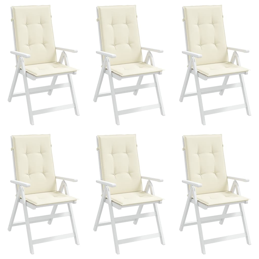 vidaXL Coussins de chaise de jardin dossier haut lot de 6 crème tissu