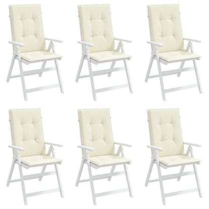 vidaXL Coussins de chaise de jardin dossier haut lot de 6 crème tissu