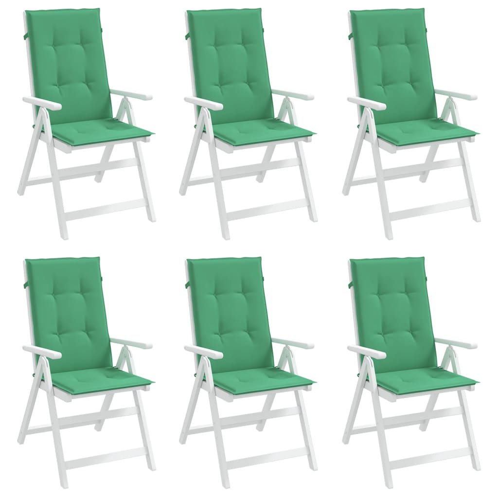 vidaXL Coussins de chaise de jardin à dossier haut lot de 6 vert tissu