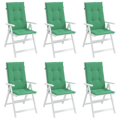 vidaXL Coussins de chaise de jardin à dossier haut lot de 6 vert tissu