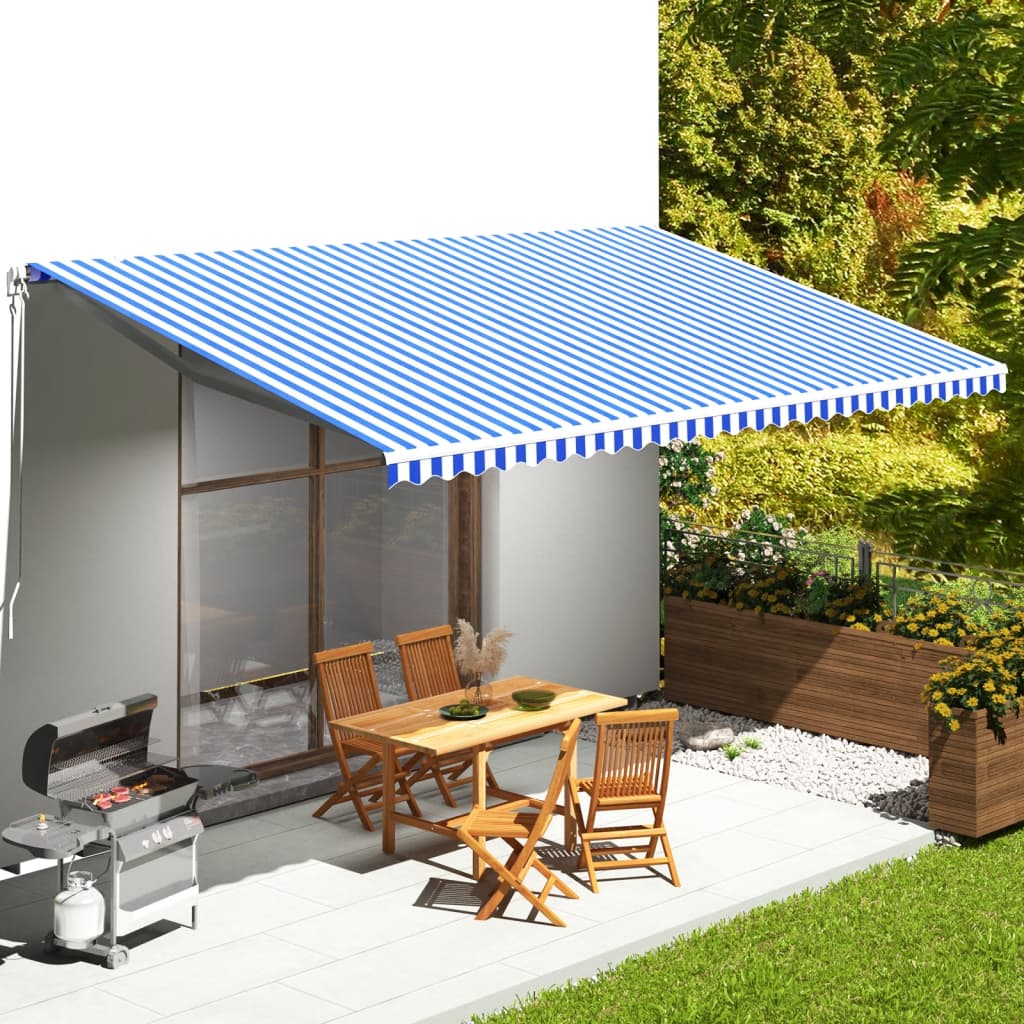 vidaXL Tissu de remplacement pour auvent Bleu et blanc 6x3,5 m