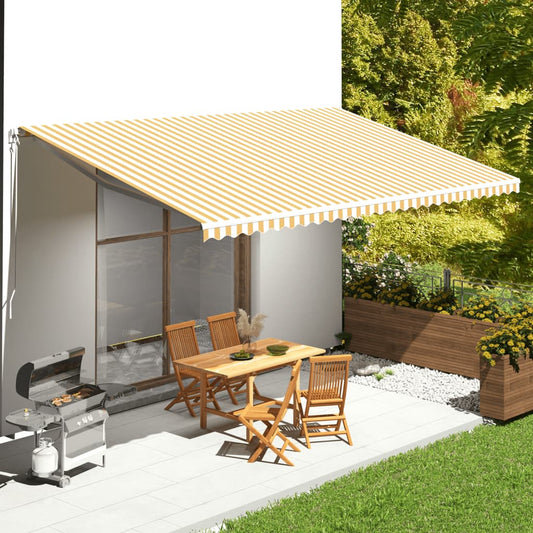 vidaXL Tissu de remplacement pour auvent Jaune et blanc 6x3,5 m