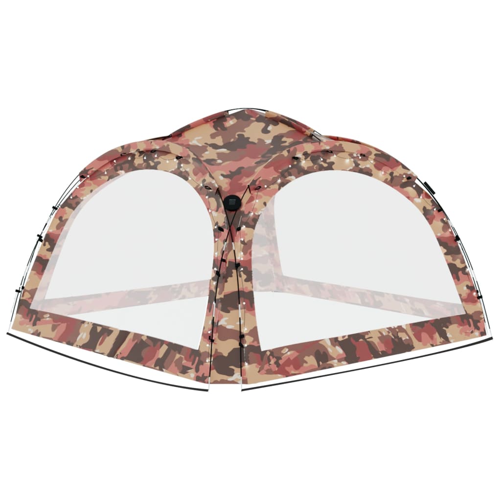 vidaXL Tente de réception avec LED et 4 parois 3,6x3,6x2,3m Camouflage