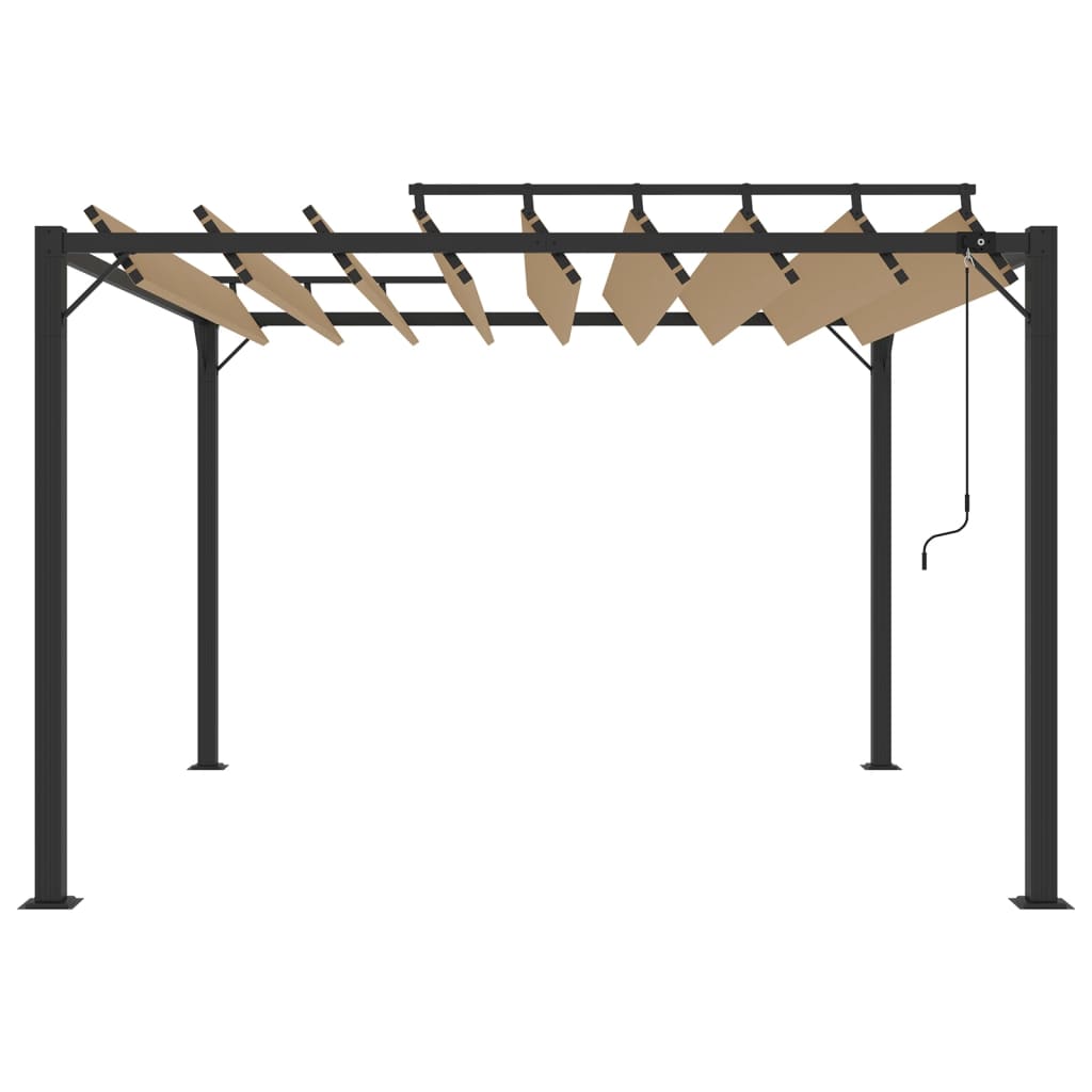 vidaXL Tonnelle avec toit à persienne 3x3 m Taupe Tissu aluminium
