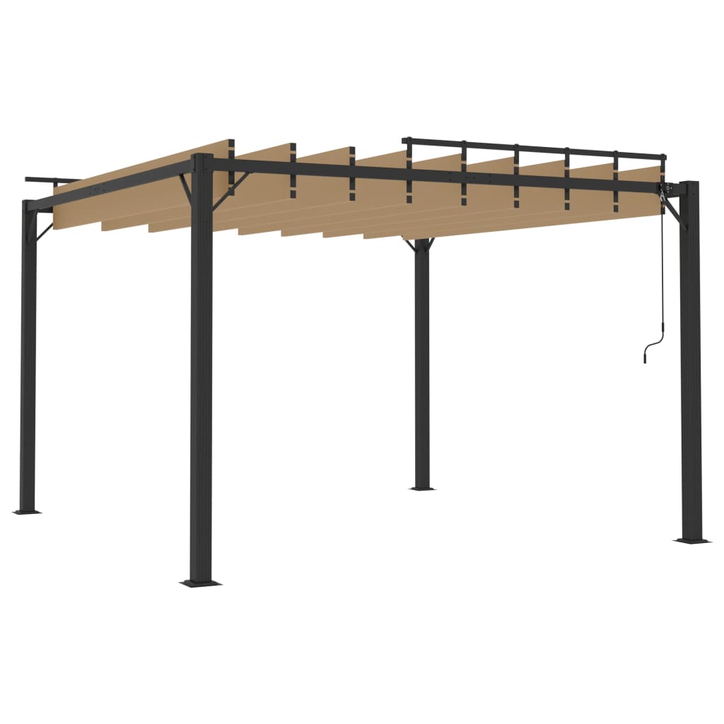 vidaXL Tonnelle avec toit à persienne 3x3 m Taupe Tissu aluminium
