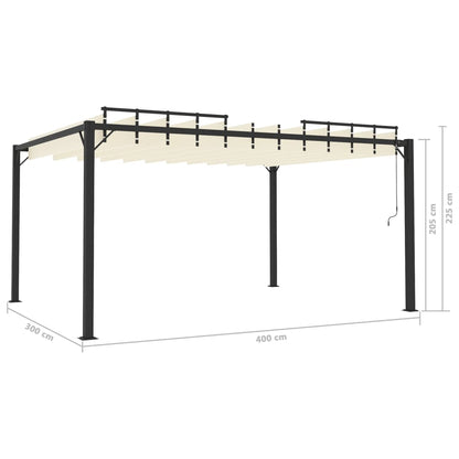 vidaXL Tonnelle avec toit à persienne 3x4 m Crème Tissu et aluminium
