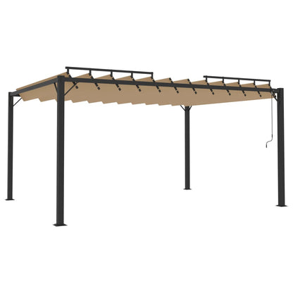 vidaXL Tonnelle avec toit à persienne 3x4 m Taupe Tissu aluminium