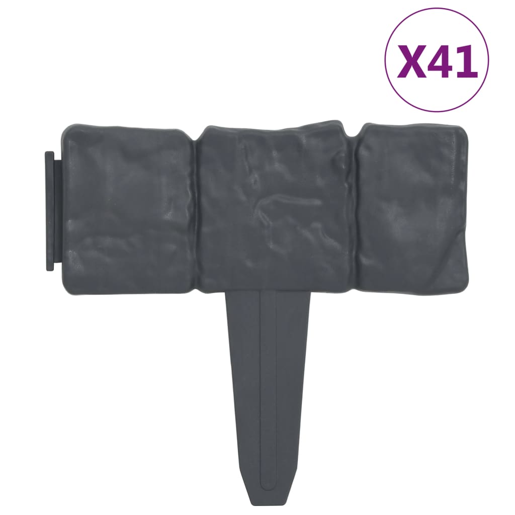 vidaXL Clôture de jardin Aspect de pierre 41 pcs Plastique 10 m