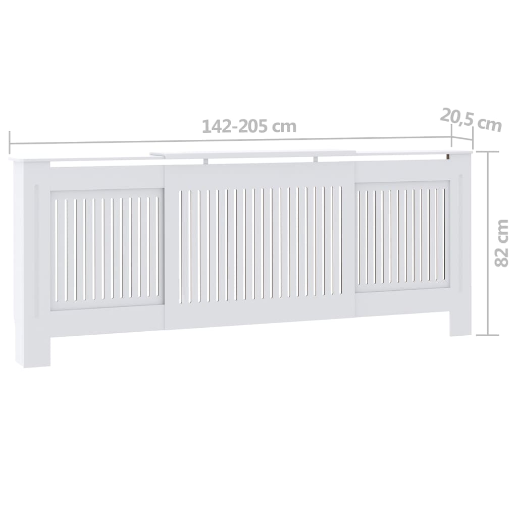 vidaXL Cache-radiateur MDF Blanc 205 cm