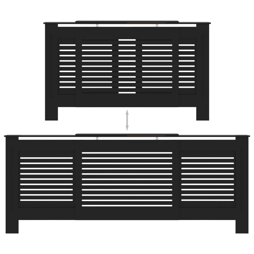 vidaXL Cache-radiateur MDF Noir 205 cm