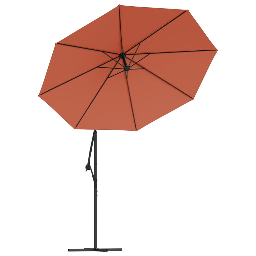 vidaXL Parasol déporté à LED et mât en acier Terre cuite
