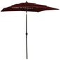 vidaXL Parasol à 3 niveaux avec mât en aluminium Bordeaux 2x2 m
