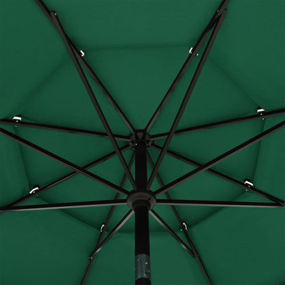 vidaXL Parasol à 3 niveaux avec mât en aluminium Vert 3,5 m