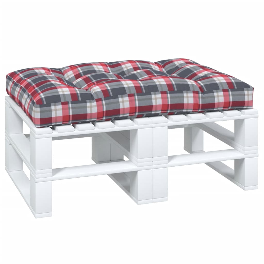 vidaXL Coussin de palette motif à carreaux rouge 120x80x12 cm tissu