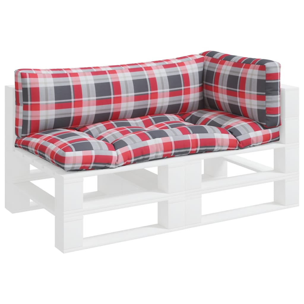 vidaXL Coussins de palette 3 pcs motif à carreaux rouge tissu