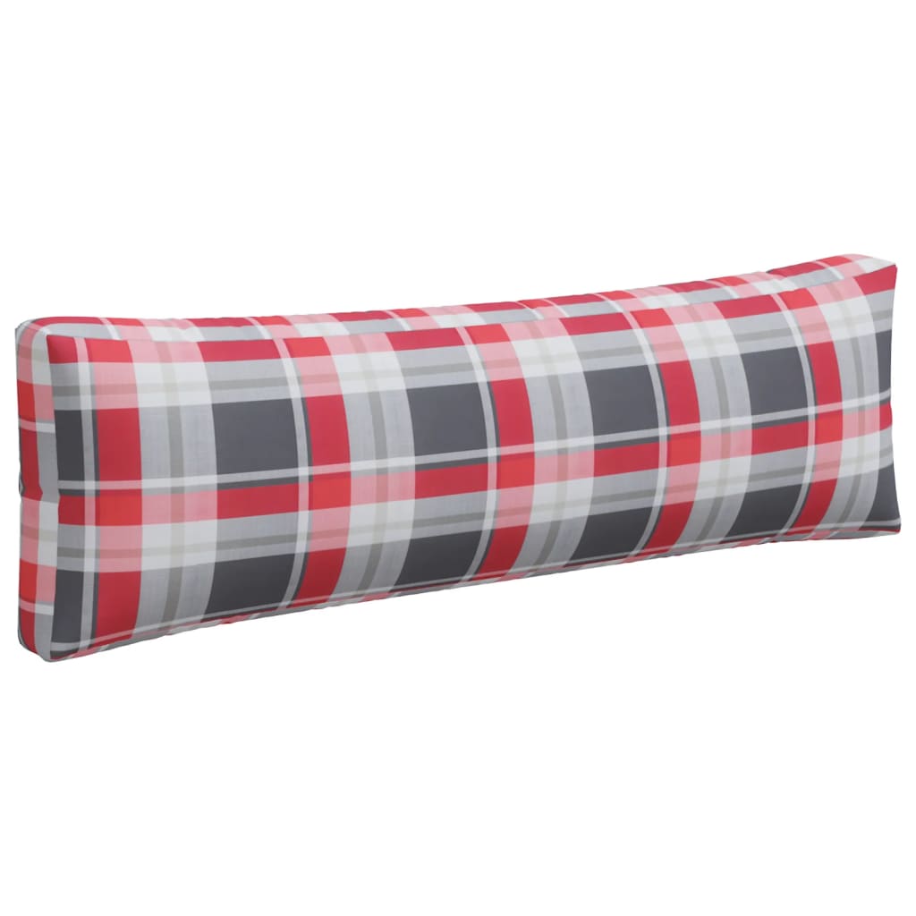 vidaXL Coussins de palette 3 pcs motif à carreaux rouge tissu