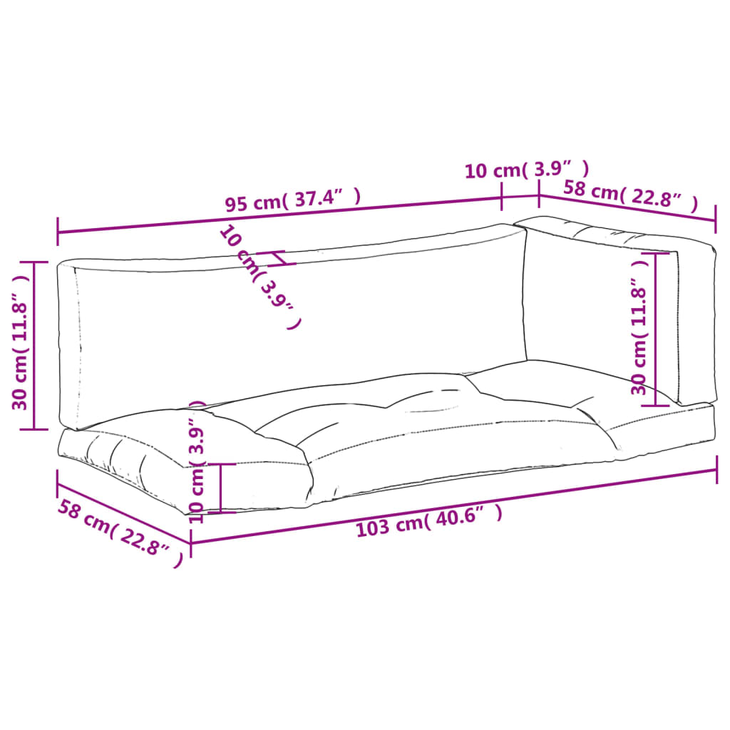 vidaXL Coussins de palette 3 pcs motif à carreaux rouge tissu