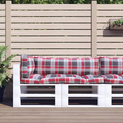 vidaXL Coussins de palette 3 pcs motif à carreaux rouge tissu
