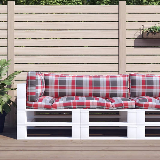vidaXL Coussins de palette 3 pcs motif à carreaux rouge tissu