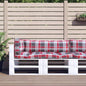 vidaXL Coussins de palette 3 pcs motif à carreaux rouge tissu