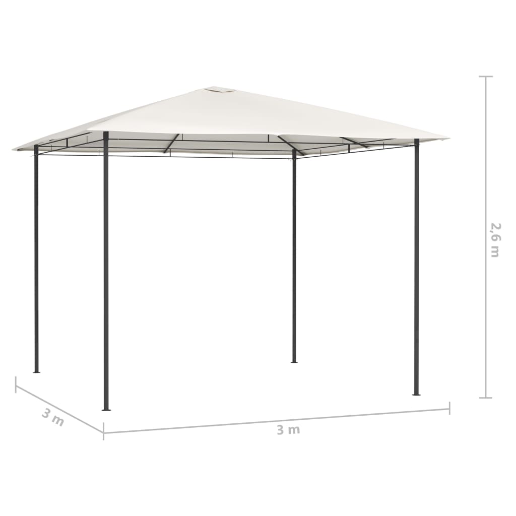vidaXL Belvédère 3x3x2,6 m Crème 160 g/m²