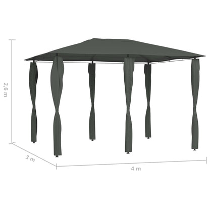 vidaXL Belvédère à revêtement de poteaux 3x4x2,6 m Anthracite 160 g/m²