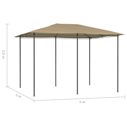vidaXL Belvédère 3x4x2,6 m Taupe 160 g/m²